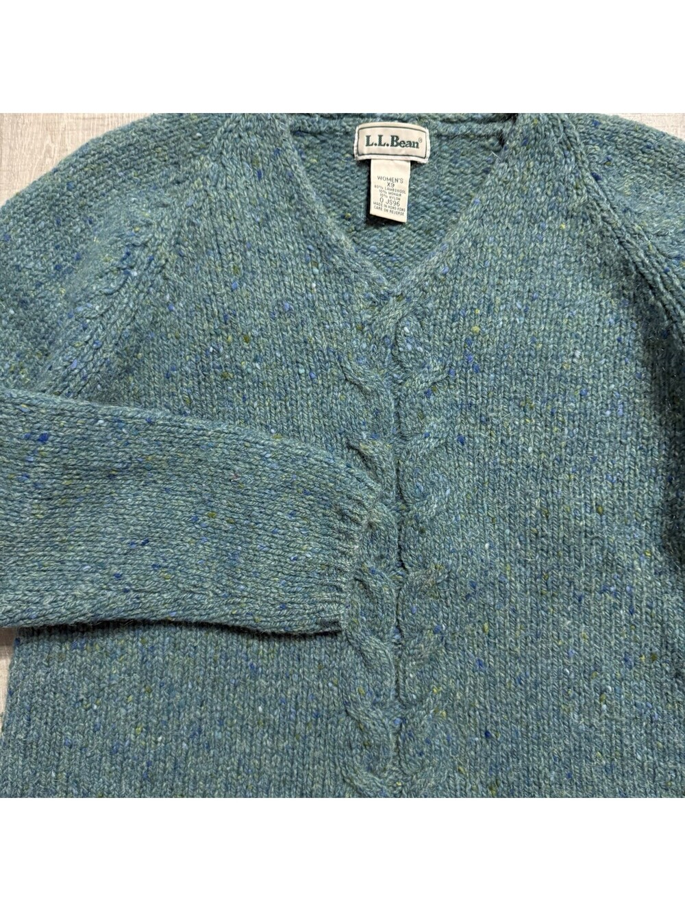 Vintage LL Bean Mohair Lambswool Blend Aqua Pullover Sweater Thick Knit Women XS - Picture 6 of 8